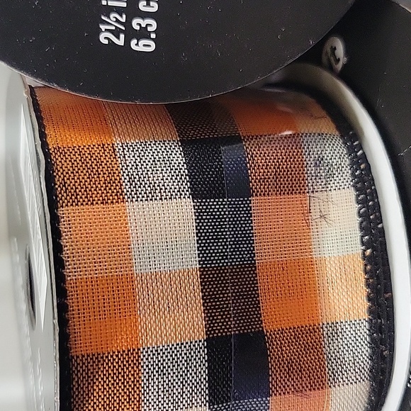 Celebrate It Orange and Black Plaid Wired Ribbon Bundle. - Picture 5 of 5